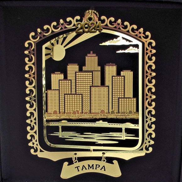 Tampa Florida Brass Ornament City Skyline by the Bay - Picture 2 of 7